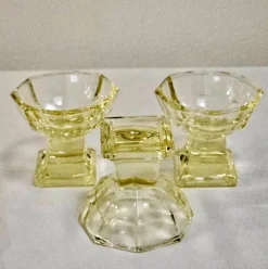Pamono Art Deco Decanter Set in Yellow Glass by Moser/Bohemia, Czech, 1920s><noscript><img width=