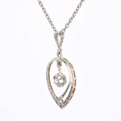 Pamono Art Deco Diamonds 18 Karat White Yellow Gold Pendant, 1920s><noscript><img width=