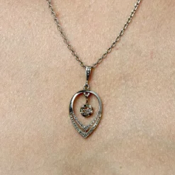 Pamono Art Deco Diamonds 18 Karat White Yellow Gold Pendant, 1920s><noscript><img width=