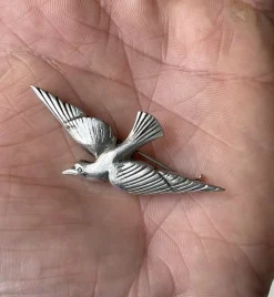 Best Pamono Art Deco Dove Pin Brooch in Sterling Silver, 1930s
