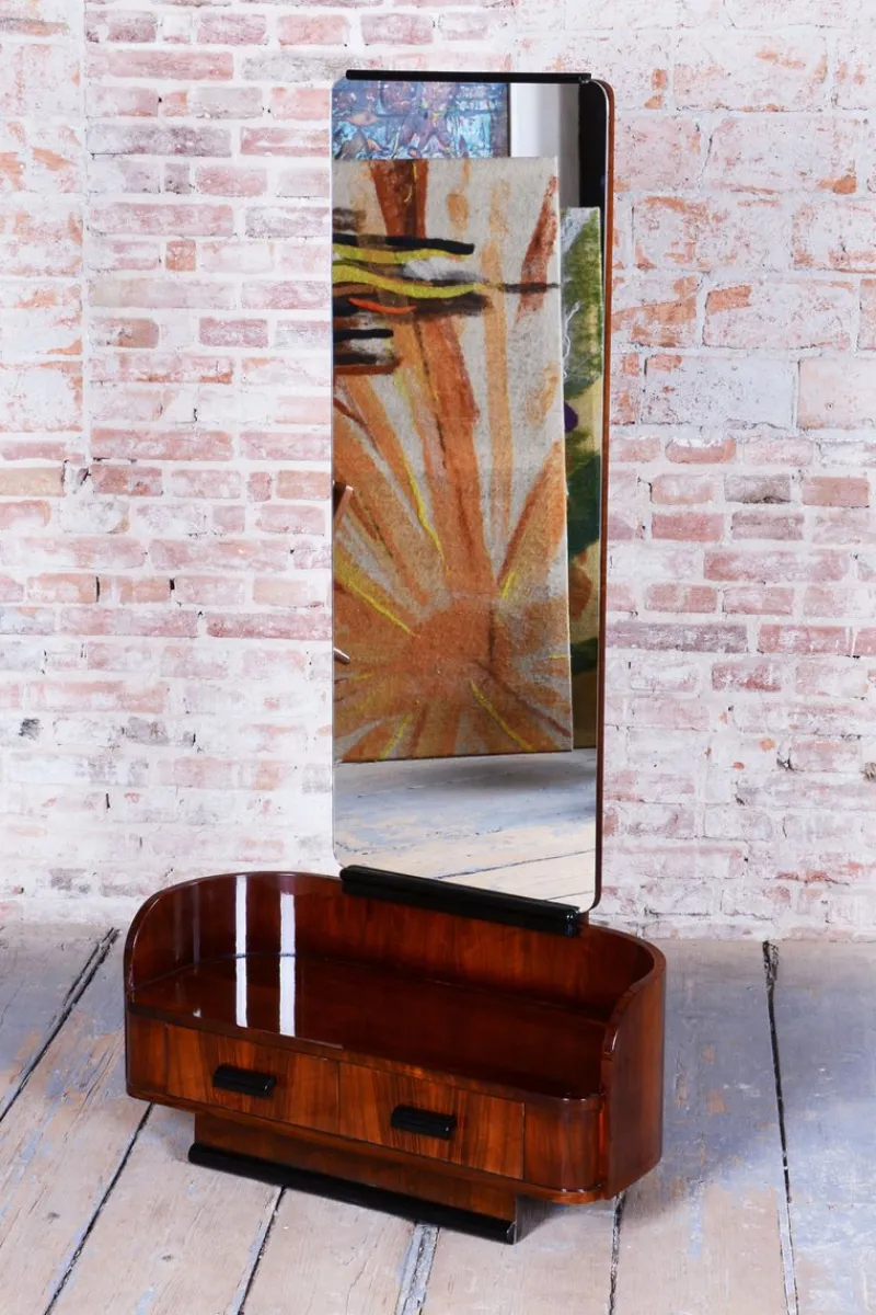 Outlet Pamono Art Deco Dressing Mirror in Walnut attributed to Halabala for Up Zavody, Czech, 1930s