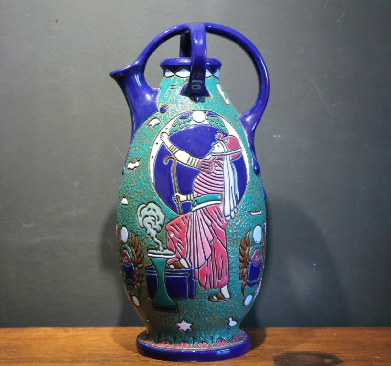 Hot Pamono Art Deco Egyptian Revival Style Ceramic Pitcher, 1930s