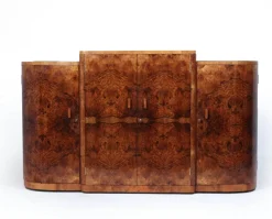 Best Pamono Art Deco English Figured Walnut Sideboard, 1930s