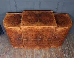 Best Pamono Art Deco English Figured Walnut Sideboard, 1930s