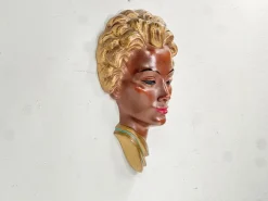 Sale Pamono Art Deco Face Wall Relief with Golden Accents by W. Witthöft, Germany, 1940s
