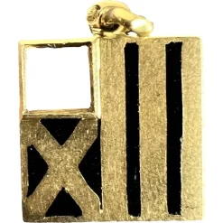 Pamono Art Deco February Wisdom Pisces Flag Charm Pendant in 18 Karat Yellow Gold and Enamel, 1920s> Necklaces