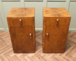 Online Pamono Art Deco Figured Walnut Bedside Cabinets, 1930s, Set of 2