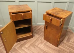 Online Pamono Art Deco Figured Walnut Bedside Cabinets, 1930s, Set of 2