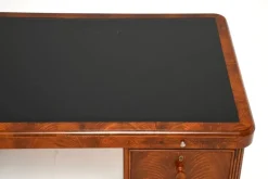 Pamono Art Deco Figured Walnut Pedestal Desk, 1930s><noscript><img width=