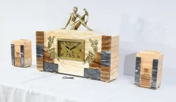 Pamono Art Deco Fireplace Set in Onyx and Bronze from A. Gapaillard, 1920><noscript><img width=