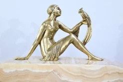 Pamono Art Deco Fireplace Set in Onyx and Bronze from A. Gapaillard, 1920><noscript><img width=