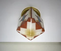 Discount Pamono Art Deco Flush Mount with Geometric Pattern, 1930s