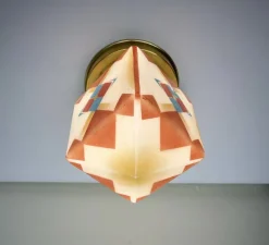 Discount Pamono Art Deco Flush Mount with Geometric Pattern, 1930s