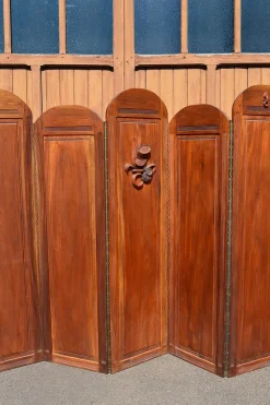 Pamono Art Deco Folding Screen with 7 Sculpted Panels, 1940s><noscript><img width=