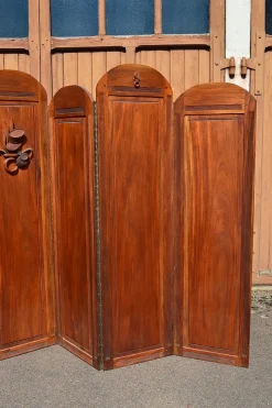 Pamono Art Deco Folding Screen with 7 Sculpted Panels, 1940s><noscript><img width=