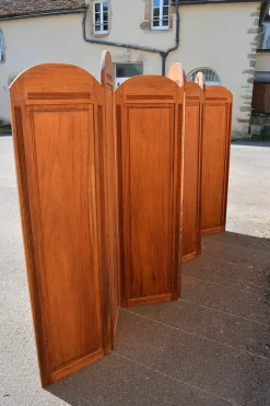 Pamono Art Deco Folding Screen with 7 Sculpted Panels, 1940s><noscript><img width=