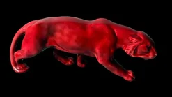 Pamono Art Deco Fremch Saint-Clément Panther in Glazed Red Ceramic, 1930s