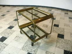 Pamono Art Deco French Brass and Glass Bar Cart><noscript><img width=