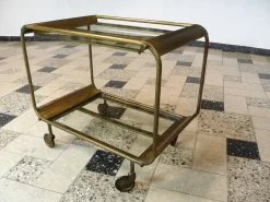 Pamono Art Deco French Brass and Glass Bar Cart><noscript><img width=