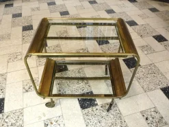 Pamono Art Deco French Brass and Glass Bar Cart><noscript><img width=