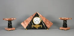Pamono Art Deco French Clock Set by Comptoir General, M Schnerb, Paris, 1920s, Set of 3> Clocks