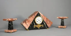 Pamono Art Deco French Clock Set by Comptoir General, M Schnerb, Paris, 1920s, Set of 3> Clocks