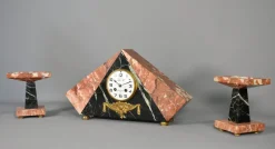 Pamono Art Deco French Clock Set by Comptoir General, M Schnerb, Paris, 1920s, Set of 3><noscript><img width=