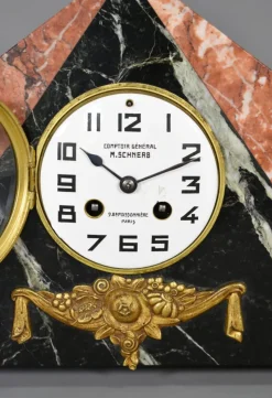 Pamono Art Deco French Clock Set by Comptoir General, M Schnerb, Paris, 1920s, Set of 3><noscript><img width=