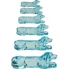 Online Pamono Art Deco French Dachshund Basset Hound Knife Rests in Light Blue Glass, 1930s, Set of 6