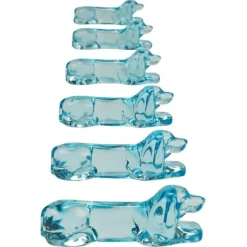 Online Pamono Art Deco French Dachshund Basset Hound Knife Rests in Light Blue Glass, 1930s, Set of 6