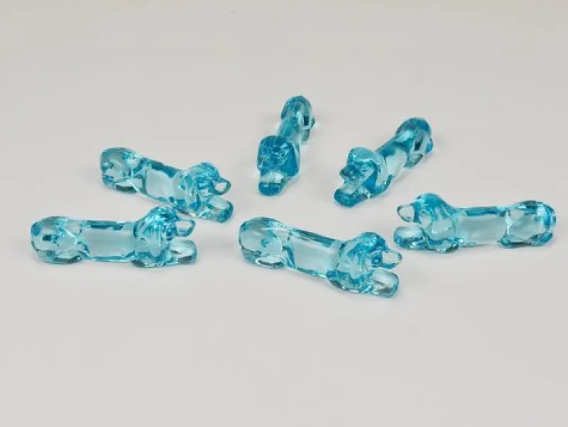 Online Pamono Art Deco French Dachshund Basset Hound Knife Rests in Light Blue Glass, 1930s, Set of 6