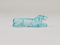 Online Pamono Art Deco French Dachshund Basset Hound Knife Rests in Light Blue Glass, 1930s, Set of 6