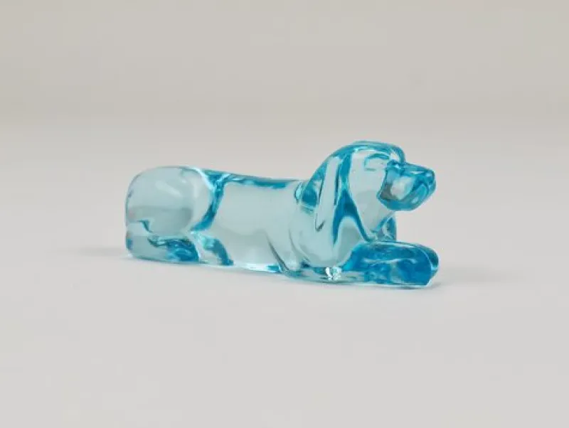 Online Pamono Art Deco French Dachshund Basset Hound Knife Rests in Light Blue Glass, 1930s, Set of 6