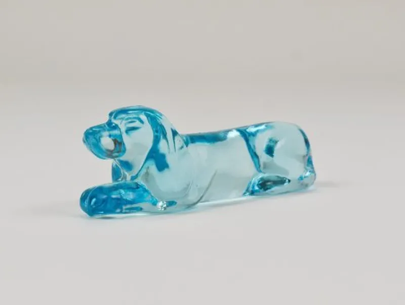 Online Pamono Art Deco French Dachshund Basset Hound Knife Rests in Light Blue Glass, 1930s, Set of 6