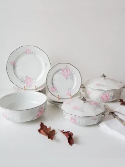 Hot Pamono Art Deco French Limoges Porcelain Dishes, 1930s, Set of 15