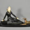 Pamono Art Deco French Metal & Marble Sculpture by Salvatore Melani, 1920s> Art Deco|Sculpture