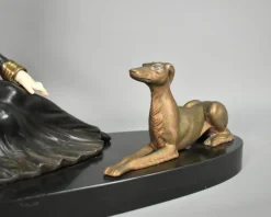 Pamono Art Deco French Metal & Marble Sculpture by Salvatore Melani, 1920s><noscript><img width=