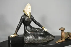 Pamono Art Deco French Metal & Marble Sculpture by Salvatore Melani, 1920s><noscript><img width=
