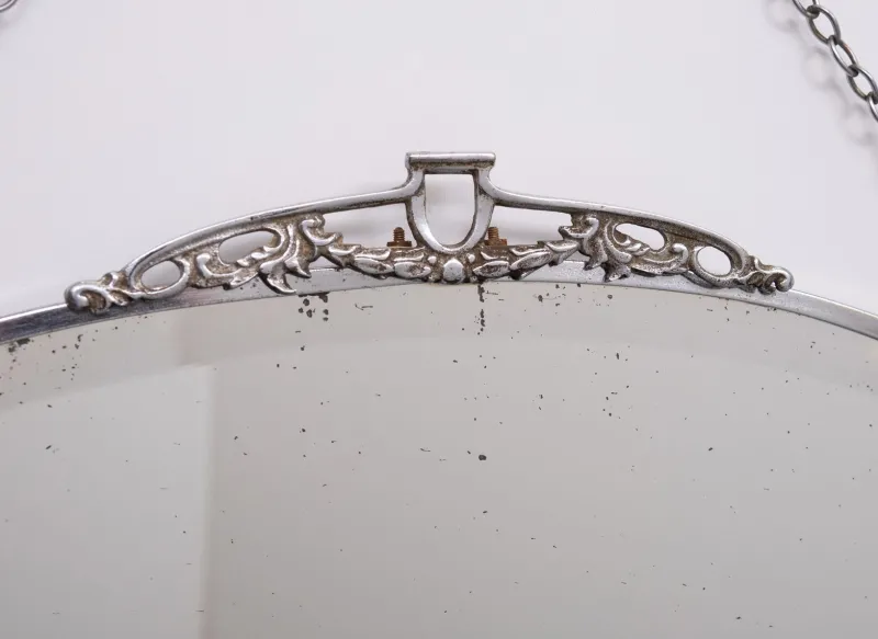 Pamono Art Deco French Oval Shaped Mirror, 1930s> Mirrors