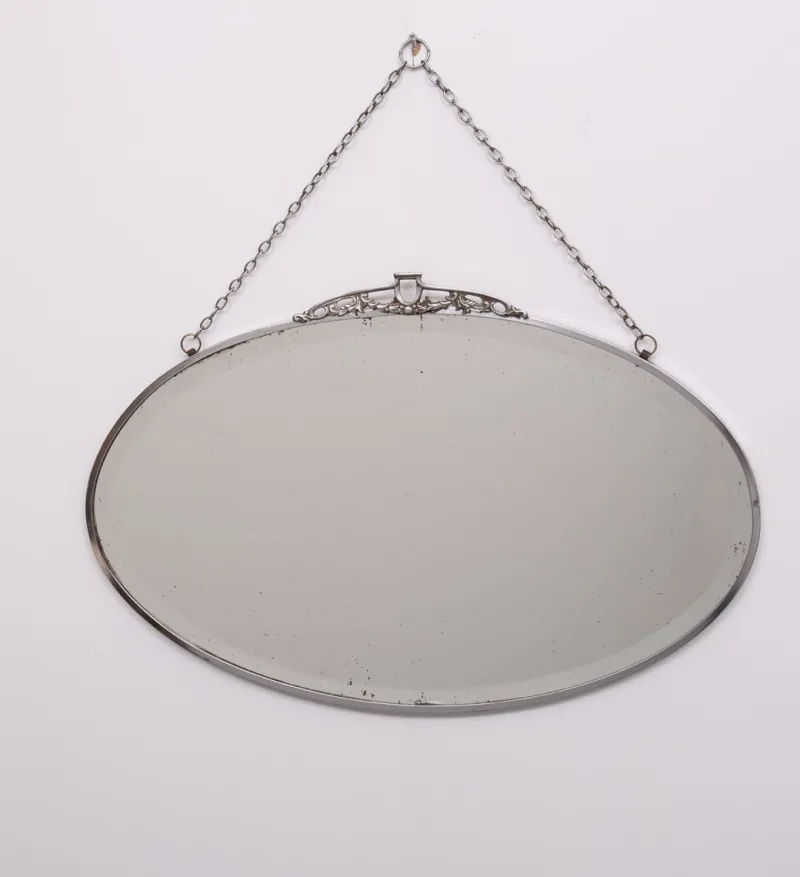 Pamono Art Deco French Oval Shaped Mirror, 1930s> Mirrors