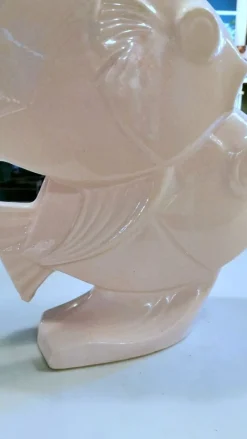 Hot Pamono Art Deco French Sculpture of Two Fish in Craquelé Porcelain