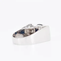 Hot Pamono Art Deco French Tank Ring in Gold, Sapphire and Diamonds, 1920s