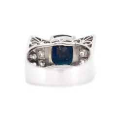 Hot Pamono Art Deco French Tank Ring in Gold, Sapphire and Diamonds, 1920s