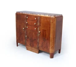 Pamono Art Deco French Walnut Sideboard with Marble Top, 1930s><noscript><img width=