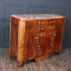 Pamono Art Deco French Walnut Sideboard with Marble Top, 1930s><noscript><img width=