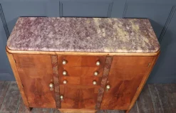 Pamono Art Deco French Walnut Sideboard with Marble Top, 1930s><noscript><img width=
