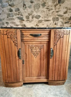 Pamono Art Deco French Walnut Sideboard with Marble Top, 1920s><noscript><img width=