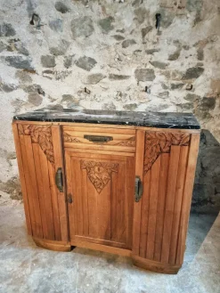 Pamono Art Deco French Walnut Sideboard with Marble Top, 1920s><noscript><img width=