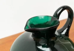 Pamono Art Deco German Green Glass Jug by Prof. Bruno Mauder for Zwiesel Theresienthal, 1930s><noscript><img width=