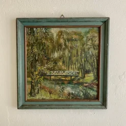 Pamono Art Deco German Landscape Painting, 1920s, Oil on Wood, Framed> Art Deco